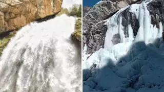 Водопад замерз на юге Узбекистана из-за аномальных морозов