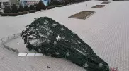 Главная елка Актау упала из-за сильного ветра
