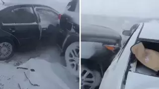 6 авто столкнулись под Карагандой из-за бурана