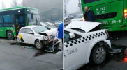 "Автобусы расплющили авто": подробности массового ДТП рассказали в полиции Алматы