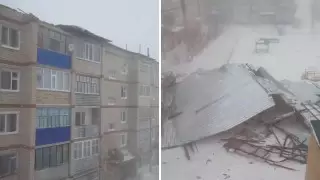 Крышу многоэтажки снесло штормовым ветром в Костанайской области