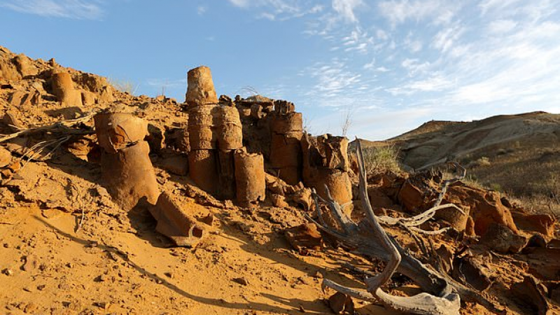Местность Биссекты в пустыне Кызылкум, известная как "кладбище динозавров".  © Shutterstock