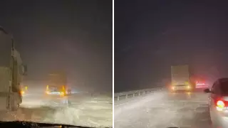 Пробку из грузовиков на трассе Алматы - Кордай сняли на видео