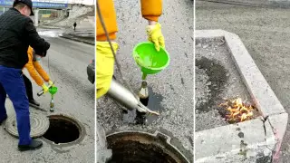 Горящая вода из ливневки в Костанае удивила Казнет