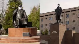 Шымкентте тарихи тұлғалардың ескерткішіне маска тағылды - әкімдік пікір білдірді