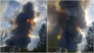 Открытым пламенем горит лес возле Риддера в ВКО