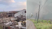 Удар смертоносного торнадо сняли на видео в Китае