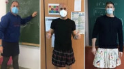 Мужчины-учителя вышли на работу в юбках в Испании