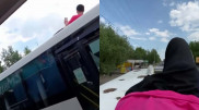 Парень ради хайпа прокатился на крыше автобуса в Аксу