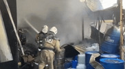 Пожар со взрывом сняли на видео в Шымкенте