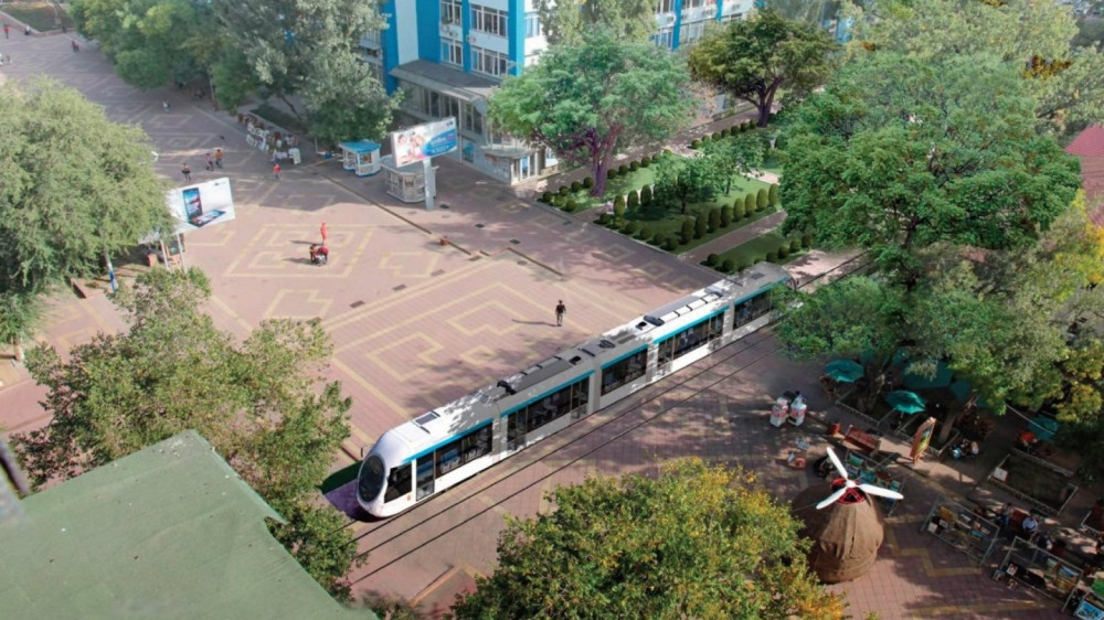 Эскиз LRT предоставлен управлением пассажирского транспорта и дорог Алматы