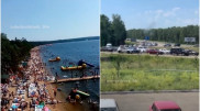 "Пробки от самого терминала". Казахстанцы заполонили пляжи Бурабая