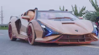 Мужчина создал Lamborghini из дерева для своего сына