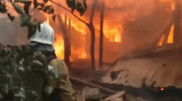 Пожар сняли на видео в Боровом