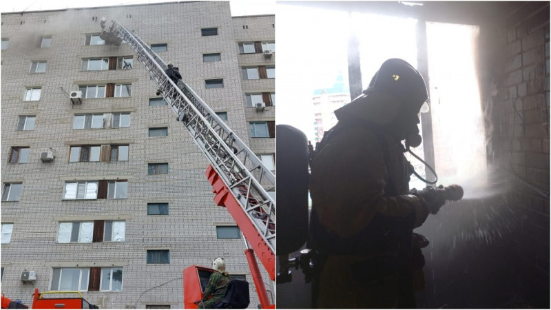 Девушка выпрыгнула с 9-го этажа во время пожара в Семее