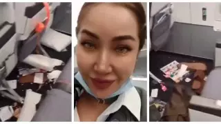 Стюардесса показала борт самолета после пассажиров из Нур-Султана