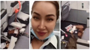 Стюардесса показала борт самолета после пассажиров из Нур-Султана