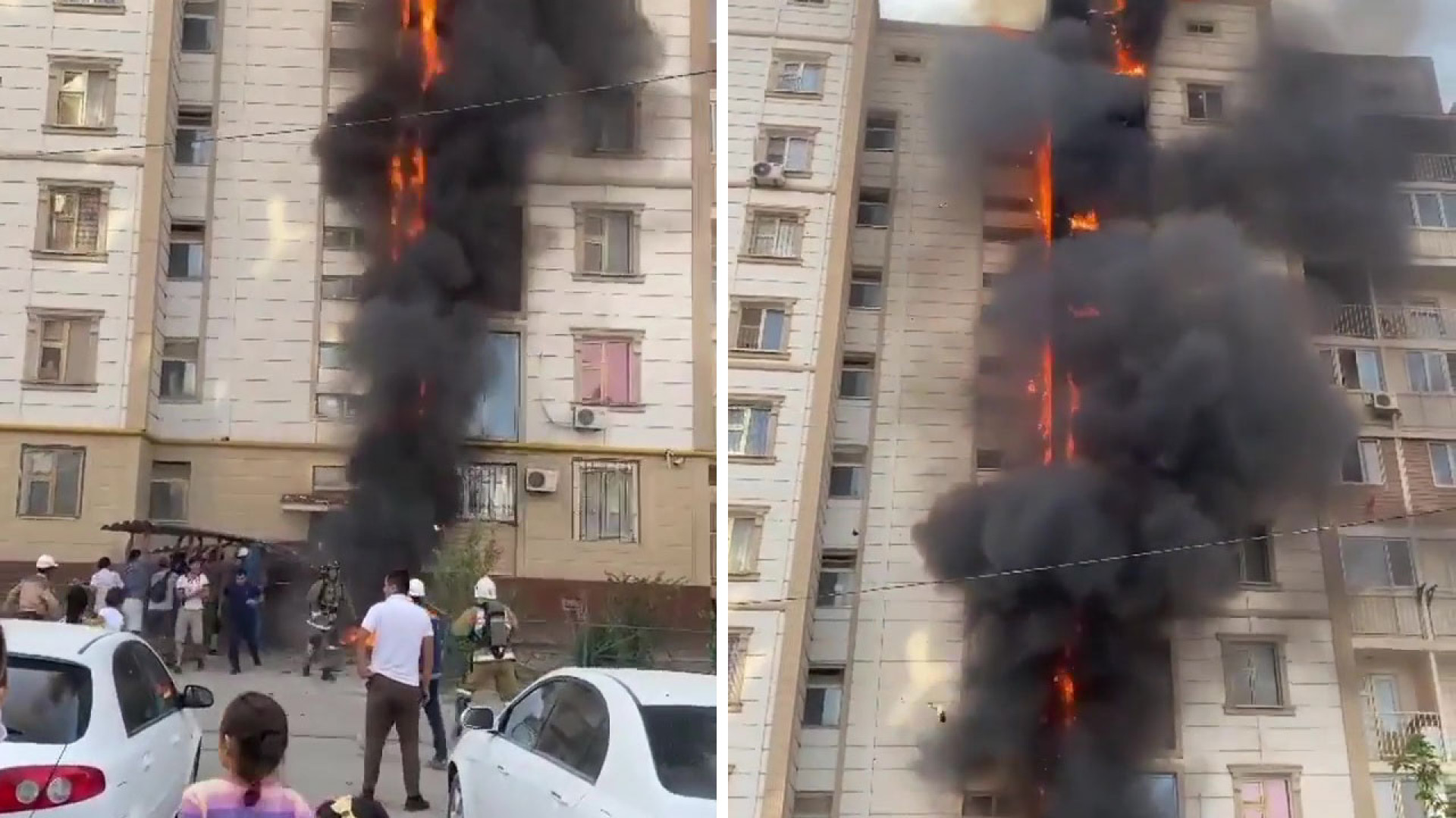 Пожар в многоэтажке Шымкента попал на видео: 27 августа 2021 20:05 -  новости на Tengrinews.kz