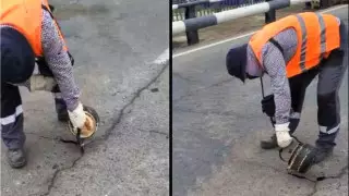 Ремонт асфальта на мосту в Атырау с помощью чайника рассмешил пользователей