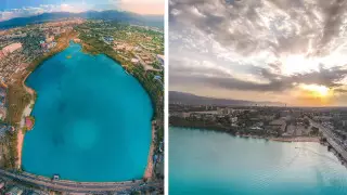 "Это Мальдивы?" Фотограф показал озеро Сайран с высоты птичьего полета