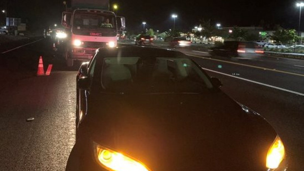 Tesla остановилась посреди шоссе и заблокировала водителя