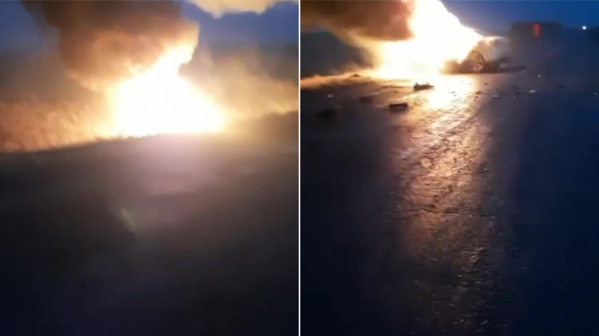 Фото как в Казахстане сейчас горит поле 5 мая вечером. 2 человека сгорели