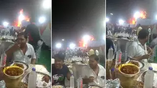 Видео застолья на фоне пожара стало вирусным в Сети