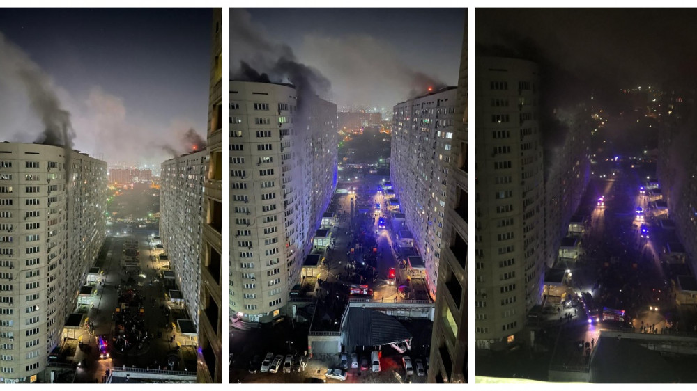 Жилой комплекс загорелся в Алматы. Идет массовая эвакуация