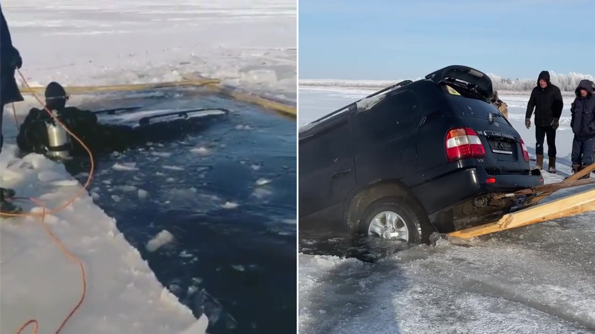 Автомобиль ушел под лед