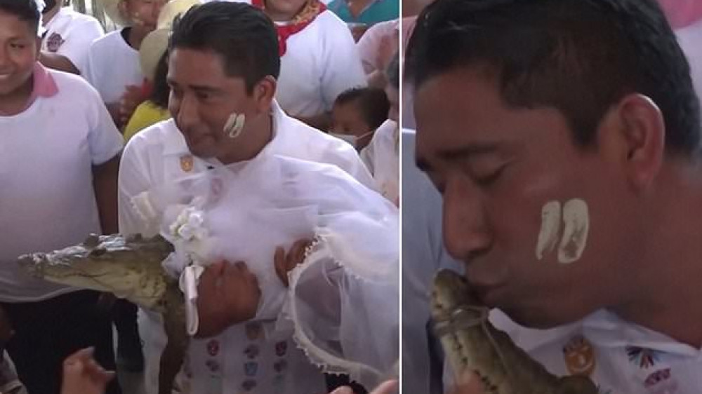 Мэр города женился на аллигаторе в Мексике