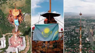 Блогер залез на телебашню и показал Алматы с необычного ракурса