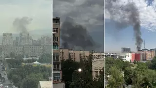 Черный дым встревожил жителей Алматы. Горит магазин