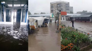 Автомобили и улицы под водой: мощный ливень обрушился на Степногорск