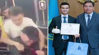 Слева: кадры из видео; справа - фото пресс-службы акимата Алматы
