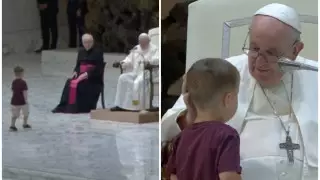 Ребенок неожиданно прервал аудиенцию Папы Римского в Ватикане