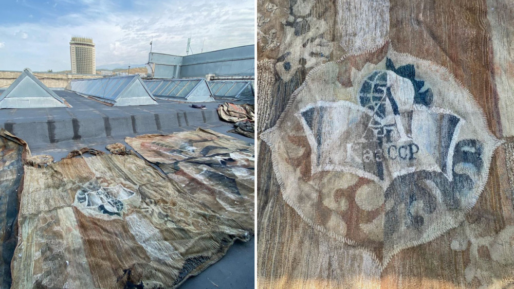 Пропавшие гобелены художника Твердохлебова нашли на крыше Академии наук в Алматы