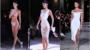 Беллу Хадид одели прямо на подиуме - в платье из жидкого хлопка