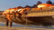На Крымском мосту взорвались грузовик и топливные цистерны