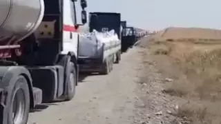 Водители большегрузов застряли в пробке на выезде из Казахстана в Кыргызстан