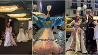 Казахстанки в свадебных нарядах покорили итальянцев в Милане