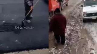 Асфальт в снежную погоду укладывали в Абайской области