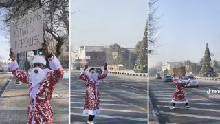 Чернокожий Дед Мороз напомнил алматинцам о горошке