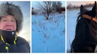 Аким Павлодарской области в Новый год выехал в степь на коне и провел прямой эфир