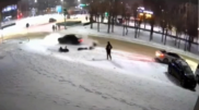 Наезд на четверых пешеходов попал на видео в Темиртау