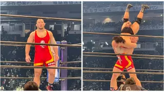 Первый казахстанец в реслинге выиграл у японца при 25 тысячах фанатов