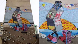 Еще одного мурала лишился Алматы "в целях улучшения облика"