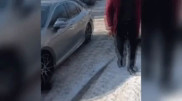 Угонщик порезал себя в Алматы: появилось подробное видео