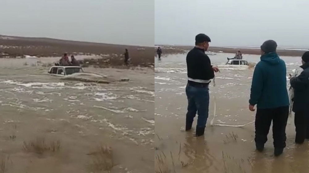 Туркестанский аким спас женщину и ребенка, которых чуть не унесло мощным потоком воды