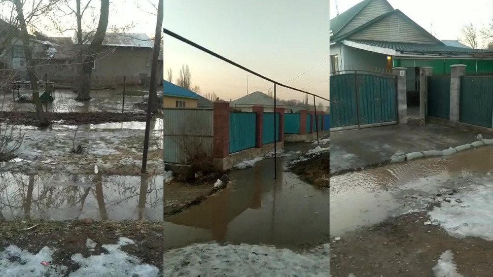 Жители села под Алматы пожаловались на затопленные дворы и улицы