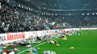 Землетрясение в Турции: футбольные фанаты забросали поле мягкими игрушками